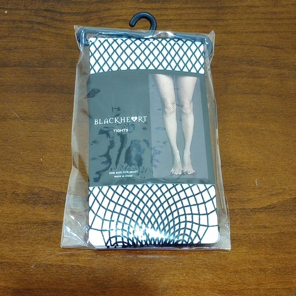 Hot Topic Blackheart Fishnet Tights, BNWT, One Size